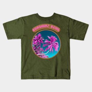 Sunshine soul pink palm trees Kids T-Shirt